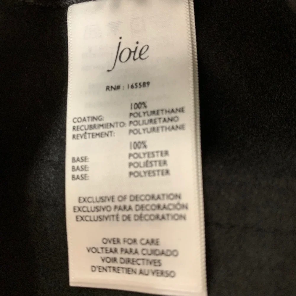 Joie Faux Leather Pants Womens 8 Black Excellent Straight Leg Vegan 5-Pocket
